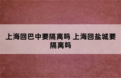 上海回巴中要隔离吗 上海回盐城要隔离吗